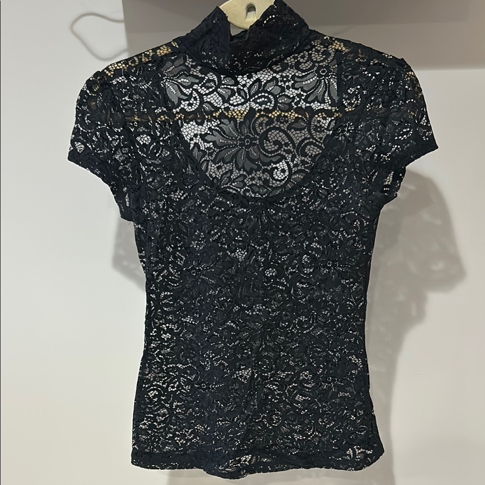 Express Elegant Black Lace Top